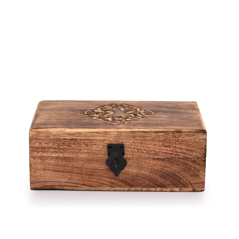 NIRMAN Handmade Wooden Jewellery Trinket Box Keepsake Storage Organizer with Hand Carved Celtic Design - Image 3